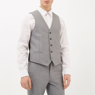 Light grey single breasted waistcoat